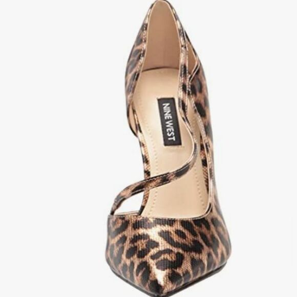 🩵NIB Nine West Black & Metallic Gold Leopard Print High Heel Pumps Size 8 - Picture 6 of 16